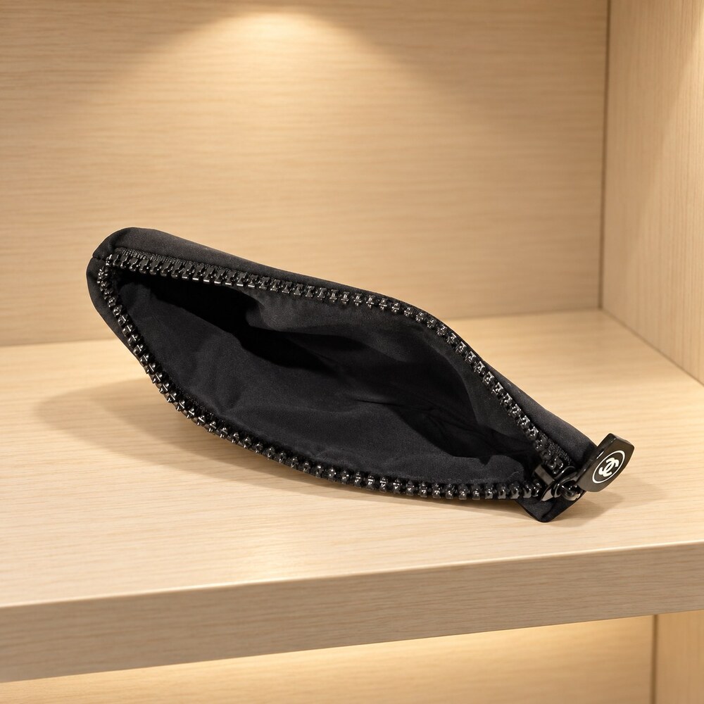 Chanel Black Zip Cosmetic Pouch | Polished Zip-Top Design - Picture 2 of 6